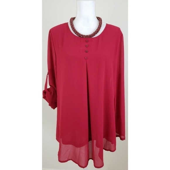 Cestyle ~Women Size L~ Red Long Sleeve Blouse Shirt Top NWT. - Picture 12 of 12